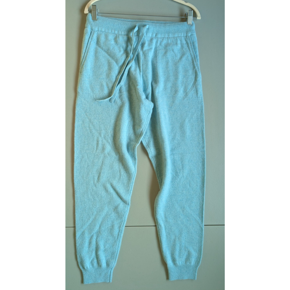 NWT White + Warren 100% Cashmere Joggers Pants Size M Soft Jade Heather #9N514